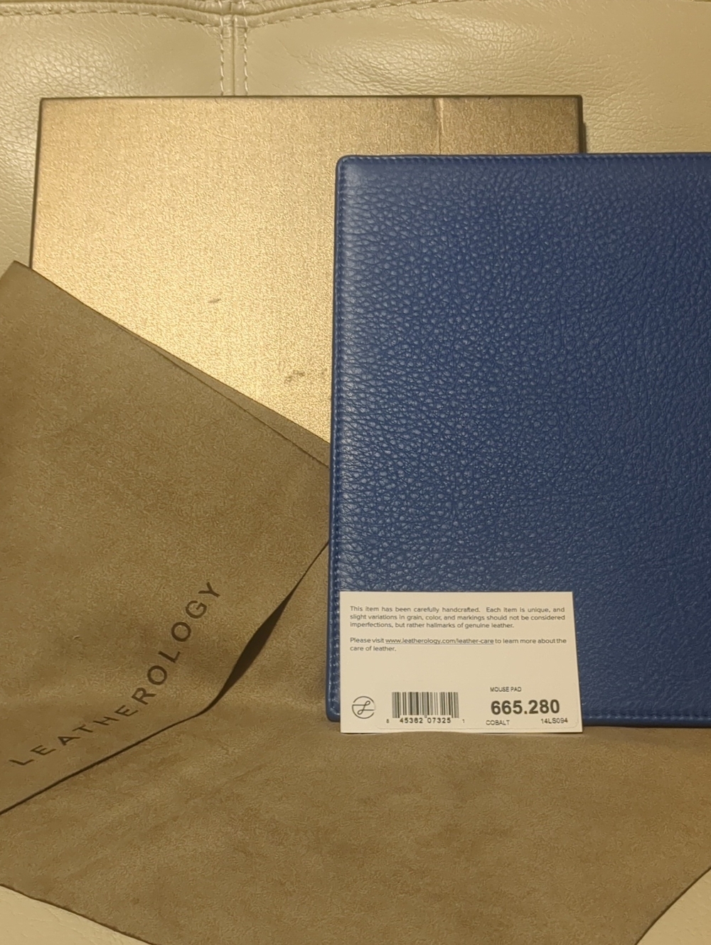 Leatherology Cobalt Blue Leather Mouse Pad
